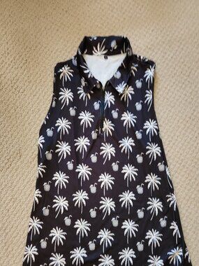 Golf shirt palm tree print women